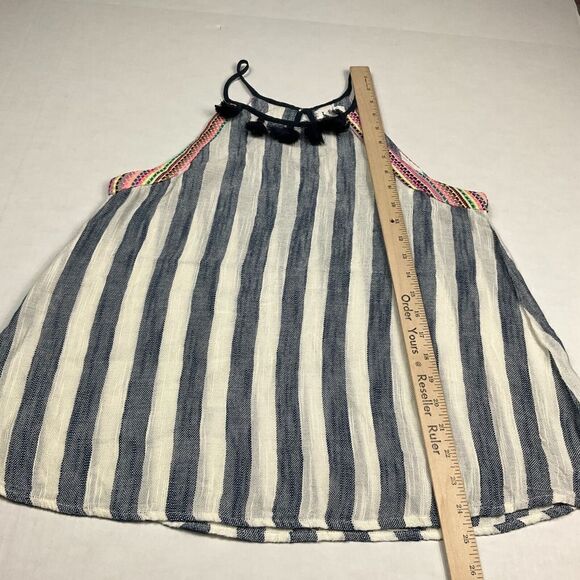 THML Womens Embroidered Shirt Striped Sleeveless Casual Relaxed Fit Top Small - Picture 5 of 11